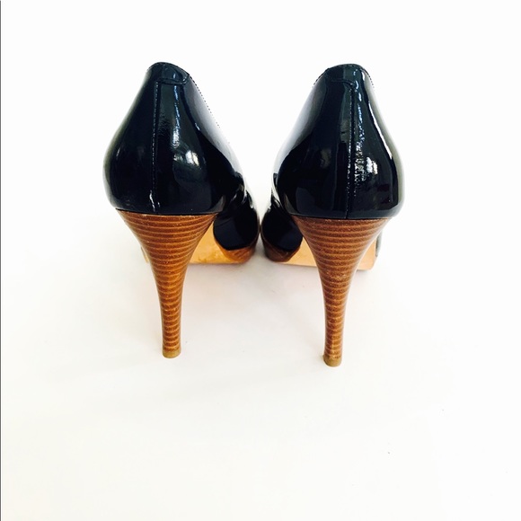 Steven Madden Black Patent Leather Peep Toe Shoes - Picture 3 of 6